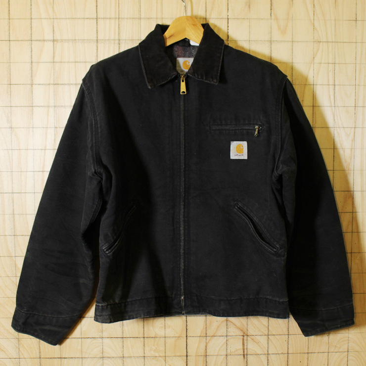 【carhartt】USA製古着ブラックダック裏地ブランケットワークジャケット・ブルゾン|メンズM相当