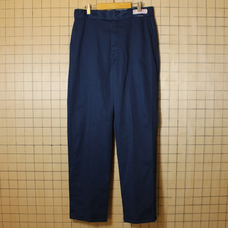 ディッキーズ Dickies USA製 古着 ワークパンツ ネイビー w34 co-p-108