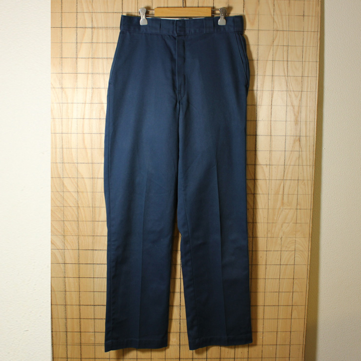 Dickies/80'sUSA製古着/ネイビーTALON三角マチワークパンツ/w32l34/co-p-67