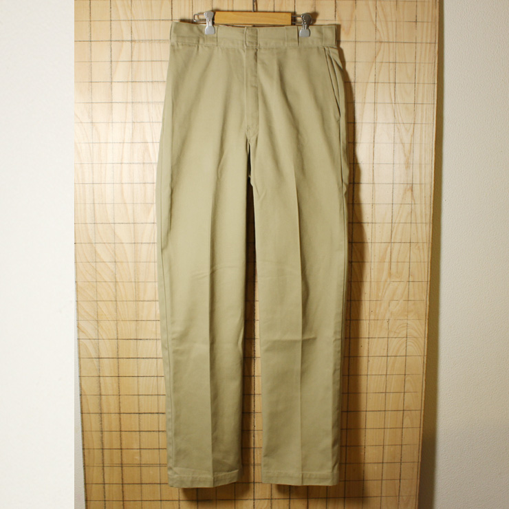 Dickies/80'sUSA製古着/ベージュTALONジップワークパンツ/874/w32l34/co-p-69