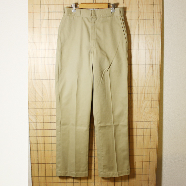 Dickies/80'sUSA製古着/ベージュTALONジップワークパンツ/874/w32l34/co-p-70