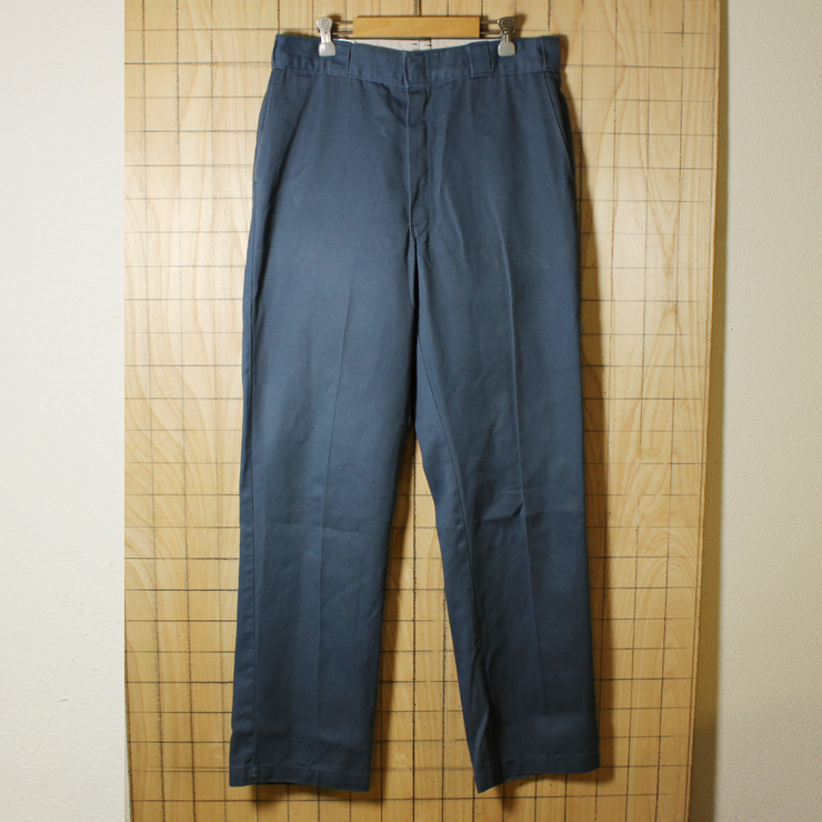 Dickies/USA製古着/スモークブルーYKKジップワークパンツ/w34l34/co-p-74