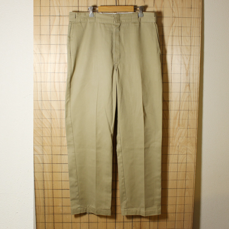 Dickies/80'sUSA製古着/ベージュTALONジップワークパンツ/874/w36l32/co-p-76