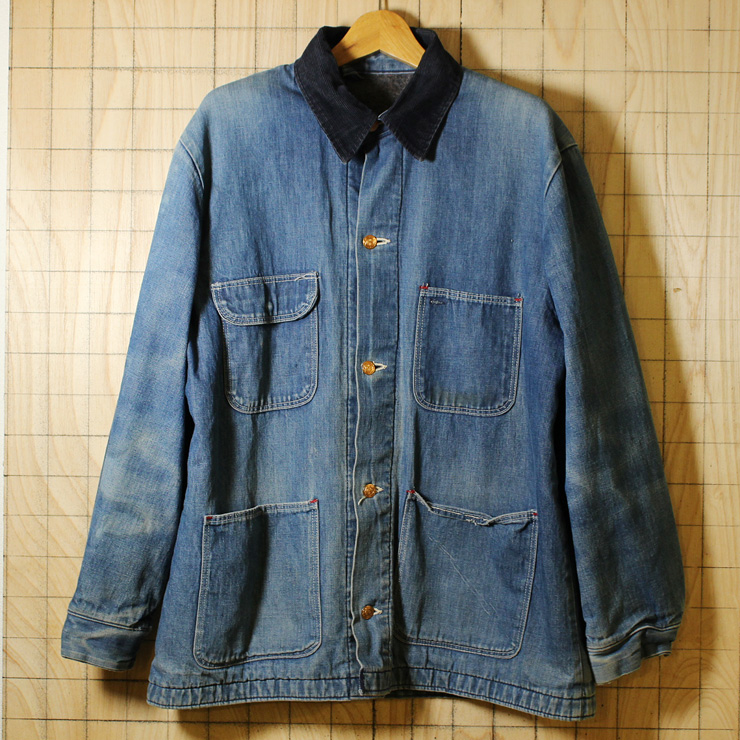 Wrangler/USA製70sビンテージ古着デニムブランケット付カバーオール/メンズL相当/サイズ42