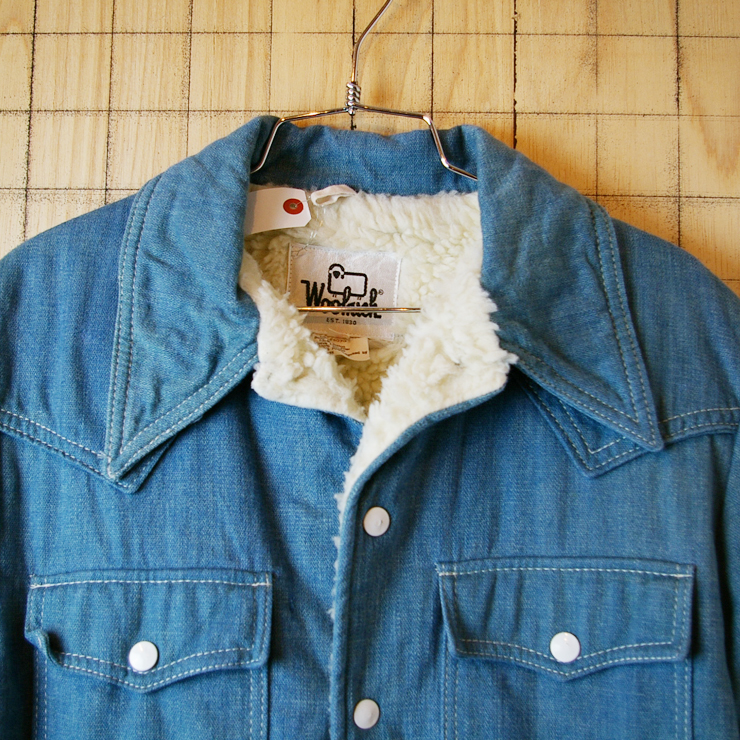 Woolrich】USA古着ブルー(青)裏地ボアコットンブルゾン