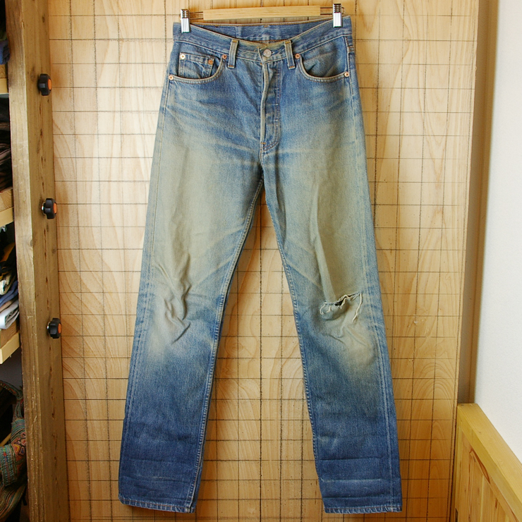 古着USA製青色(ブルー)LEVI'S501xx(リーバイス501xx)ヒゲダメージデニムパンツ/ジーンズw30l36