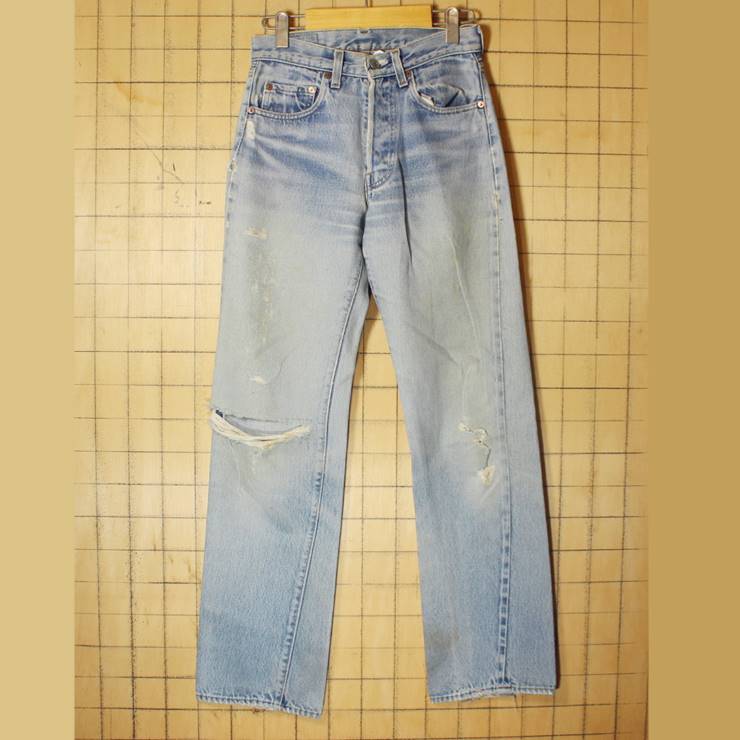 USA製 80s Levis リーバイス 赤耳 501 ジーンズ デニム パンツ ブルー W27 セルビッチ レディース 古着