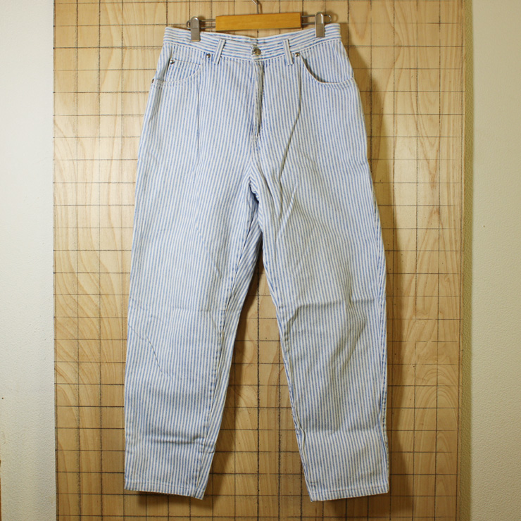 LEVI'S/80sUSAビンテージ古着ヒッコリーNATIVE BLUE LEVI'Sハイウエストテーパードデニムパンツ/レディースXL相当