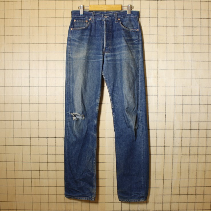 Levis リーバイス 501 ダメージ 穴あき ジーンズ デニム パンツ USA製 アメリカ古着 ブルー W31 dep84