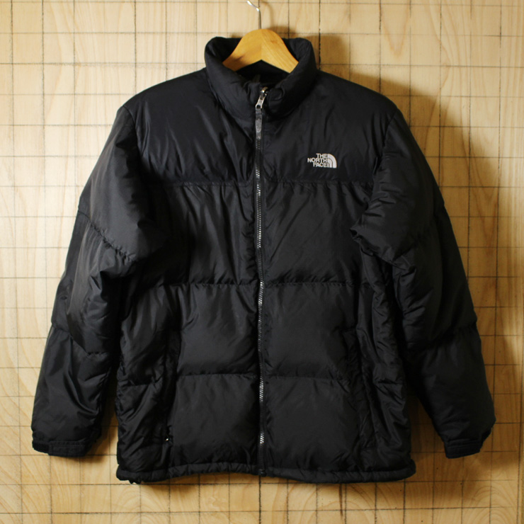 THE NORTH FACE/古着ブラック(黒)600フィルパワーナイロンダウンジャケット/boysXL/メンズS相当