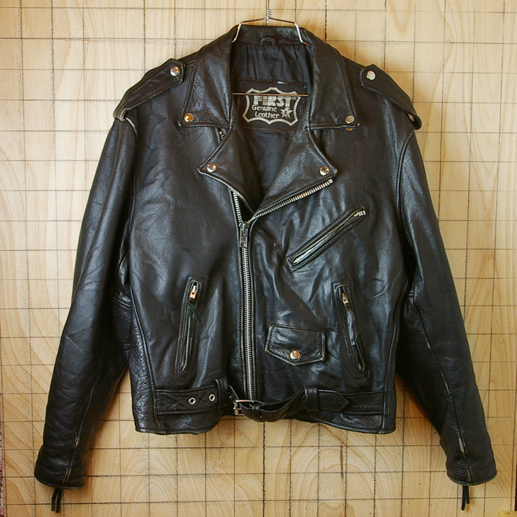 古着本革ブラックレザーライダースジャケット【FIRST Genuine Leather】