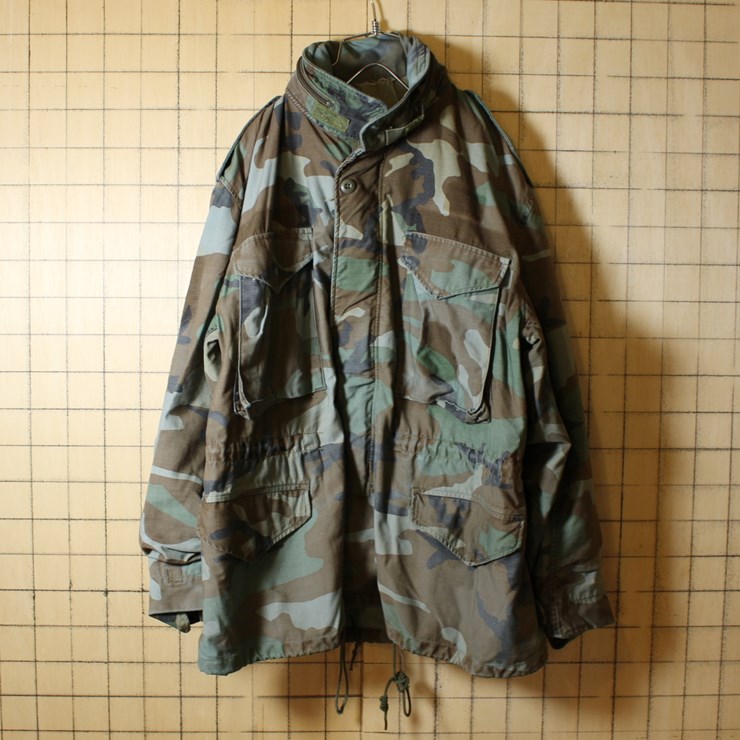 M-65 USA製 80s ミリタリー 古着 ウッドランドカモフラ フィールドジャケット MEDIUM SHORT 迷彩 mj12