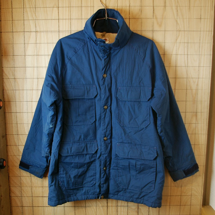 【Woolrich】USA製70sビンテージ古着ネイビー65/35クロス中綿入りマウンテンパーカー|レディースMサイズ