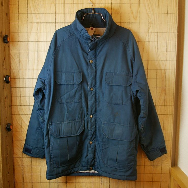 【Woolrich】USA製80sビンテージ古着ネイビー65/35クロス中綿入りマウンテンパーカー|メンズMサイズ