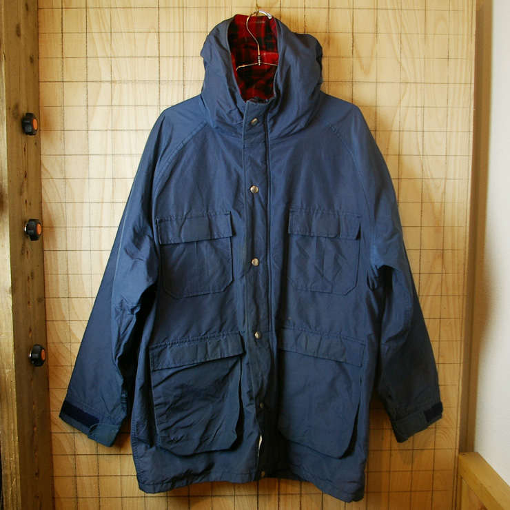 【Woolrich】USA製70sビンテージ古着ネイビー裏地ウールブランケット60/40クロスマウンテンパーカー|メンズLサイズ