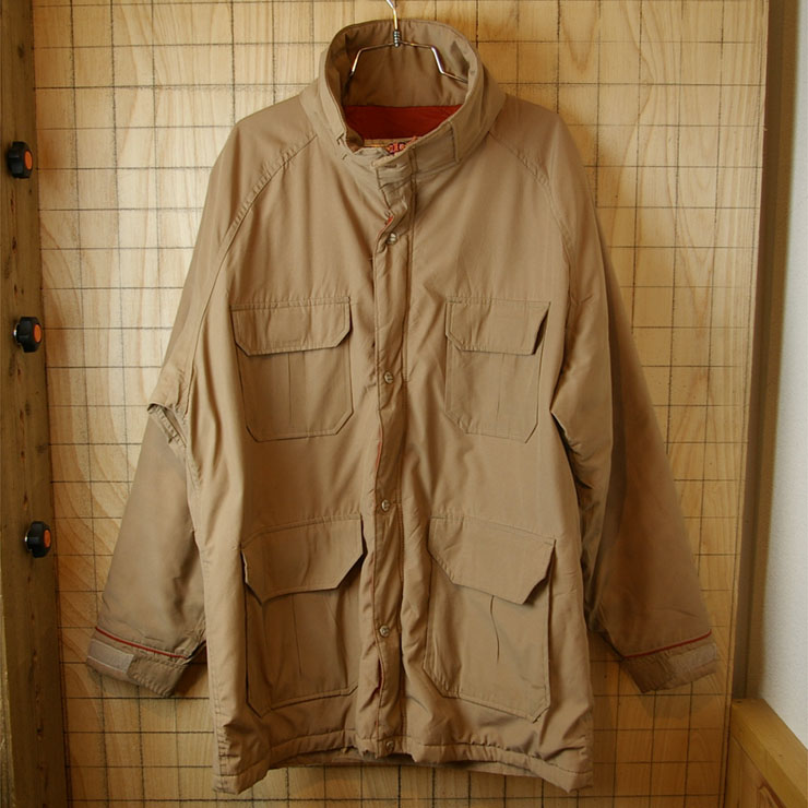 【Woolrich】USA製70sビンテージ古着ベージュ中綿入りマウンテンパーカー|メンズLサイズ