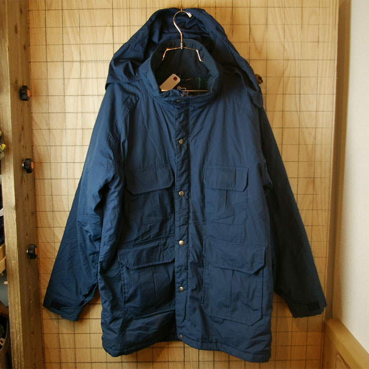 【Woolrich】USA製80sビンテージ古着ネイビー65/35クロス中綿入り裏地ウールブランケットマウンテンパーカー|メンズLサイズ