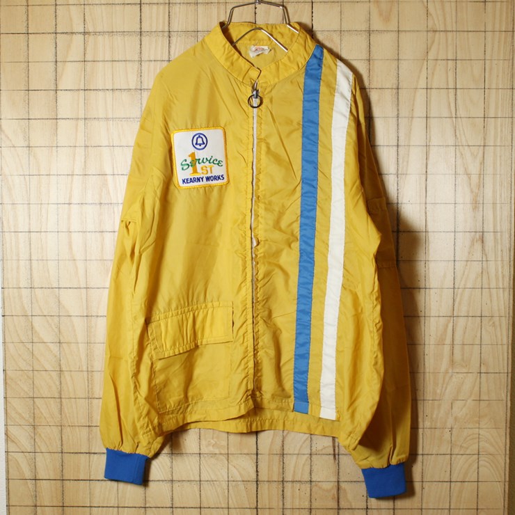 USA製 70s 古着 ワッペンレーシングジャケット ジップアップ イエロー メンズM The Great Lakes Jacket