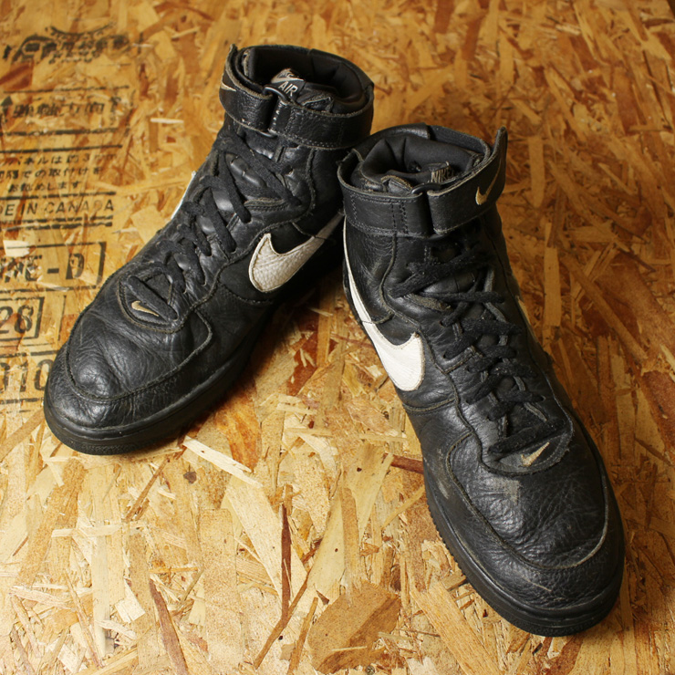 NIKE AIR FORCE 1 HIGH SC/90sエアフォース1 ブラック×ホワイト レザースニーカー/US13/31cm/ビッグサイズ