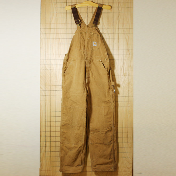 carhartt/USA製80s古着/ダブルニーブラウンダック地オーバーオール/W40相当/oa-35