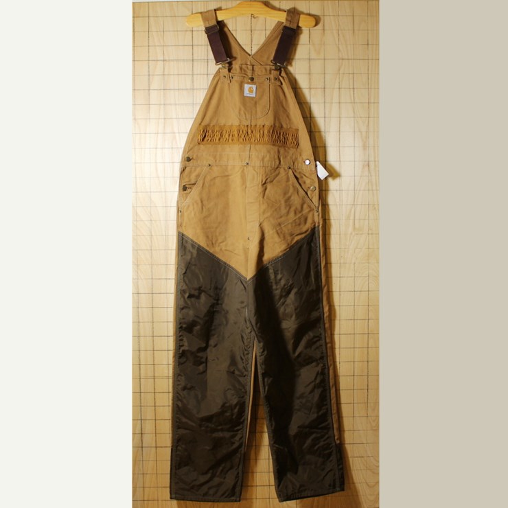 carhartt/USA製80s古着/ハンティング/ブラウンダック地オーバーオール/W36L34/oa49