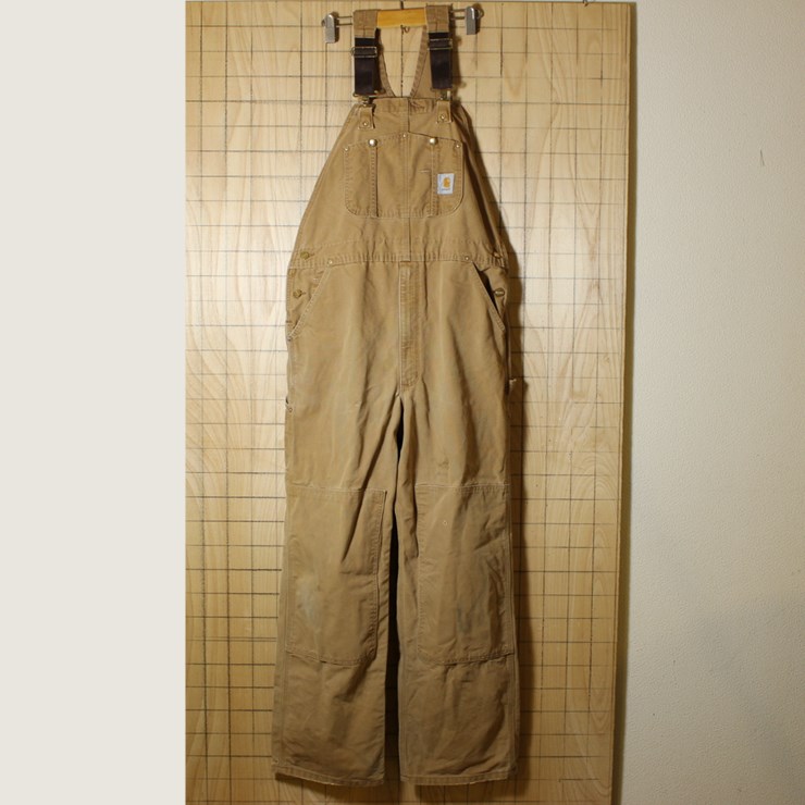 カーハート古着 ダブルニーオーバーオール ブラウンダック地 W38 carhartt oa-67