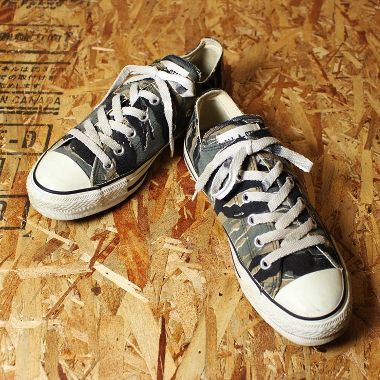 CONVERSE/90s日本製/迷彩タイガーストライプ/ALL STARオールスター/ローカットスニーカー/US6.5/25cm相当