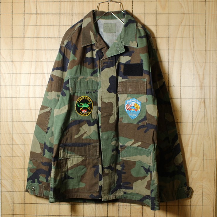 ミリタリー/USARMY90s古着/迷彩・カモフラ/ワッペン/DPSC/ウッドランドカモコンバットジャケット/MEDIUM-R