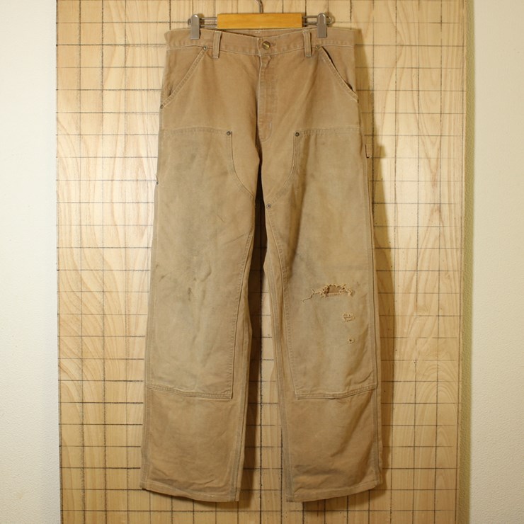 カーハート古着 ダブルニーペインターパンツ ブラウンダック地 W33相当 carhartt pan155