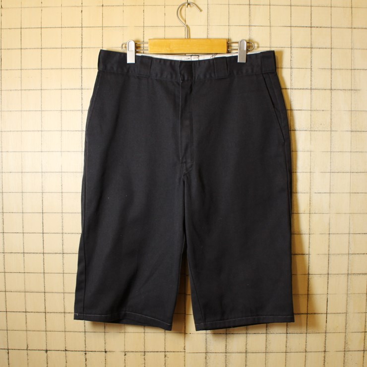 Dickies ディッキーズ 古着 ワーク ショートパンツ W34 ブラック ショーツ 短パン リメイク pan-176