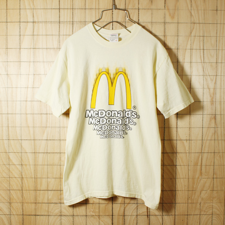 anvil/USA製古着/ベージュ/McDonald's両面プリントTシャツ/メンズS