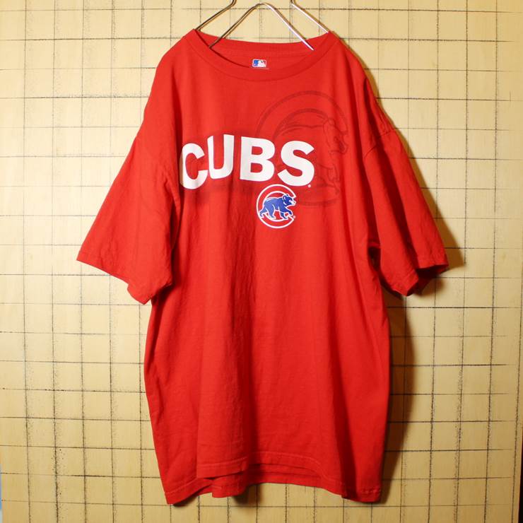 古着 CUBS シカゴ カブス MLB プリント 半袖 Tシャツ レッド メンズL メジャーリーグ