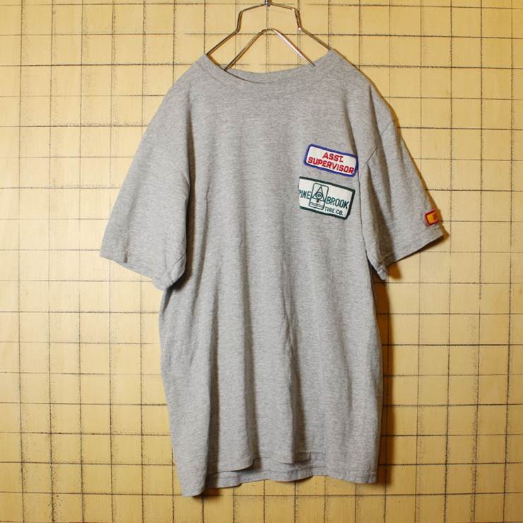 USA製 anvil アンビル 古着 ワッペン 無地 Tシャツ グレー メンズS