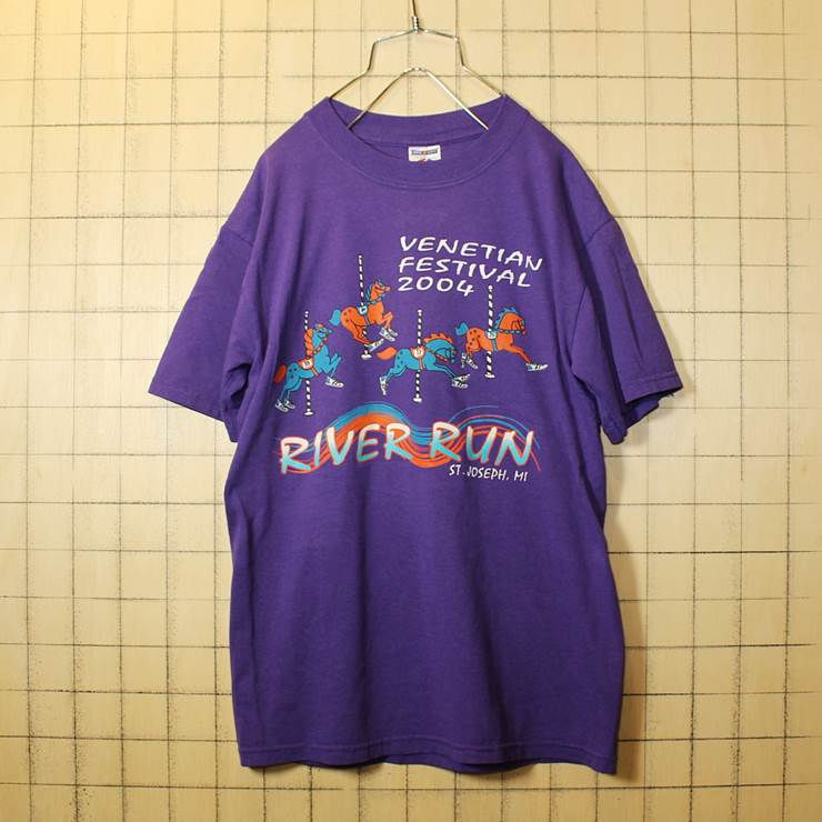 古着 プリント Tシャツ パープル PEPSIコーラ 両面プリント 半袖 メンズS JERZEES pan286