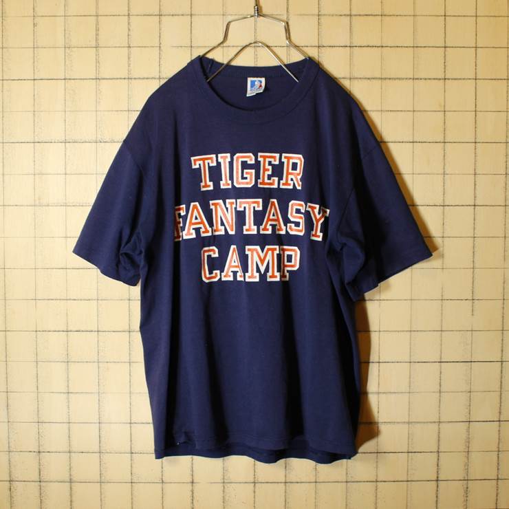 USA製 RUSSELL ATHLETIC 両面プリント 半袖 Tシャツ ネイビー メンズM 古着 pan291