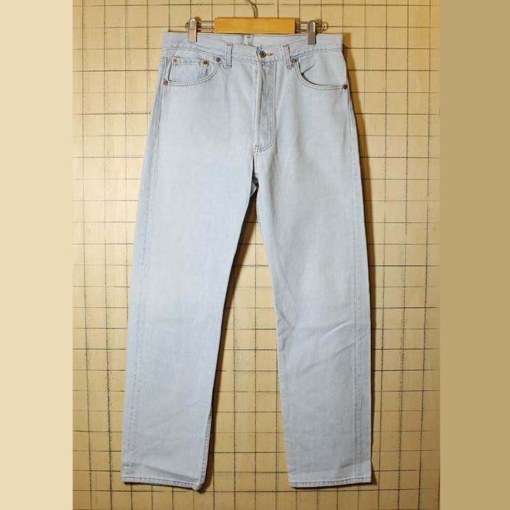 USA製 古着 Levis リーバイス 501 ジーンズ デニム パンツ ライトブルー W34 色あせ pan306