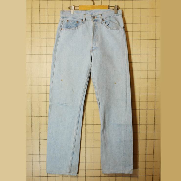 USA製 古着 Levis リーバイス 501 ジーンズ デニム パンツ ライトブルー W31 色あせ pan307