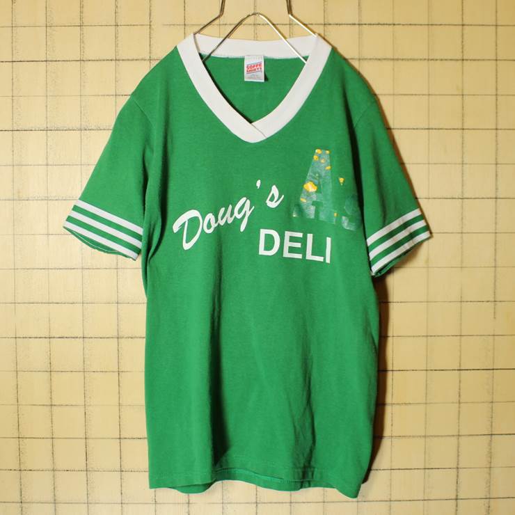 USA製 SOFFE Doug's DELI A's 両面プリント Tシャツ 半袖 グリーン メンズS アスレチックス 古着