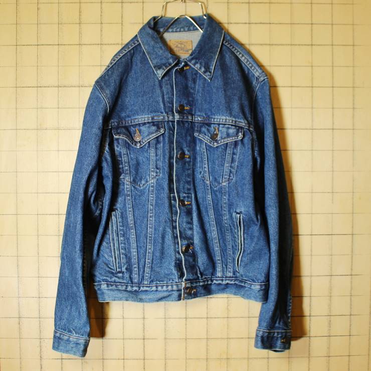 80s USA製 JCPenney デニム ジャケット メンズML相当 ブルー Plain Pockets 古着