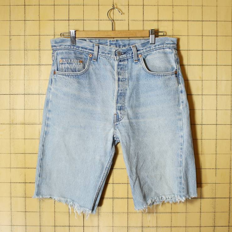 USA製 Levis リーバイス 501 カットオフ ジーンズ デニム パンツ ブルー W34 ショートパンツ ハーフ ショーツ 古着