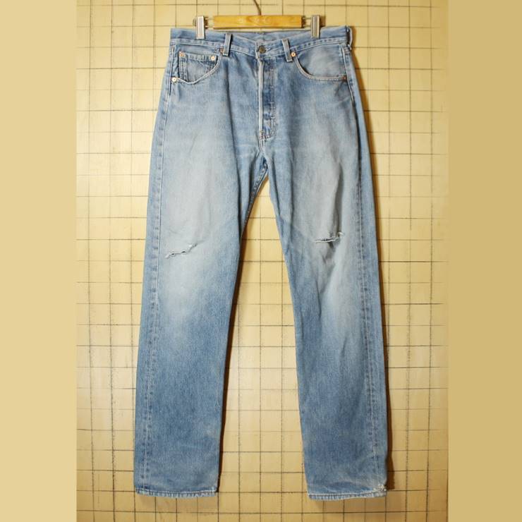 USA製 Levis リーバイス 501 ダメージ ジーンズ デニム パンツ ブルー W32 古着