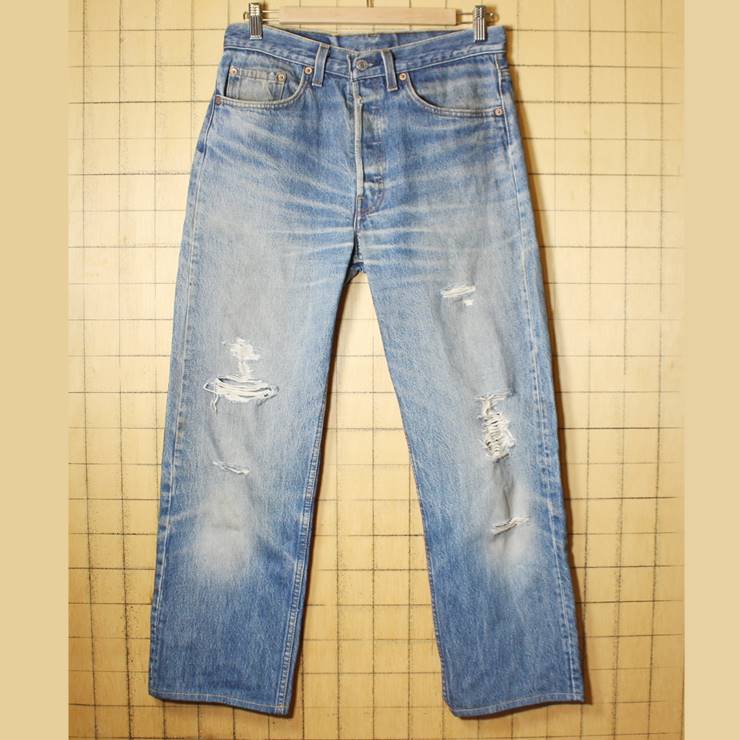 USA製 Levis リーバイス 501 ダメージ ジーンズ デニム パンツ ブルー W31 古着 / 古着屋ataco garage