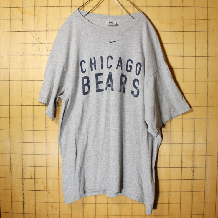NIKE CHICAGO BEARS プリント 半袖 Tシャツ 霜降り杢グレー メンズM アメリカ古着
