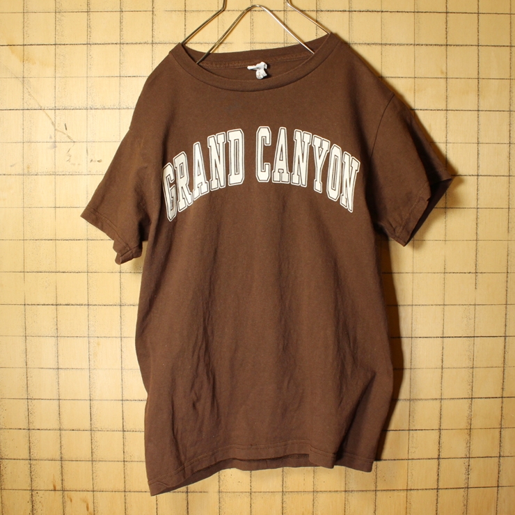 USA DELTA GRAND CANYON プリント Tシャツ ブラウン 半袖 メンズS アメリカ古着