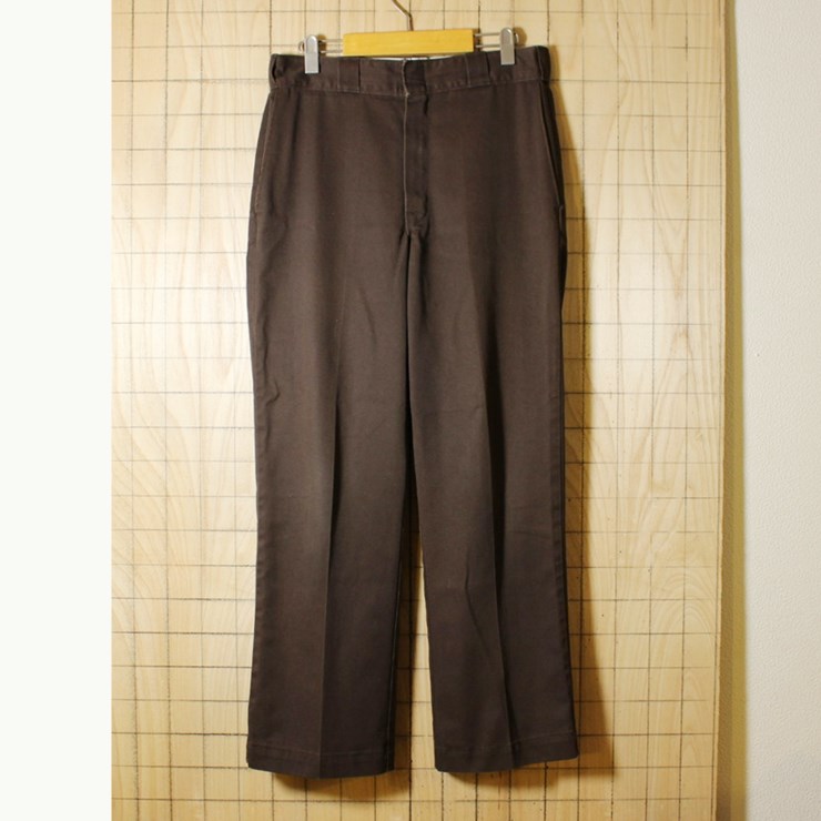 Dickies/USA製古着/ブラウン/TALON/ワークパンツ/w32l30/pan-77