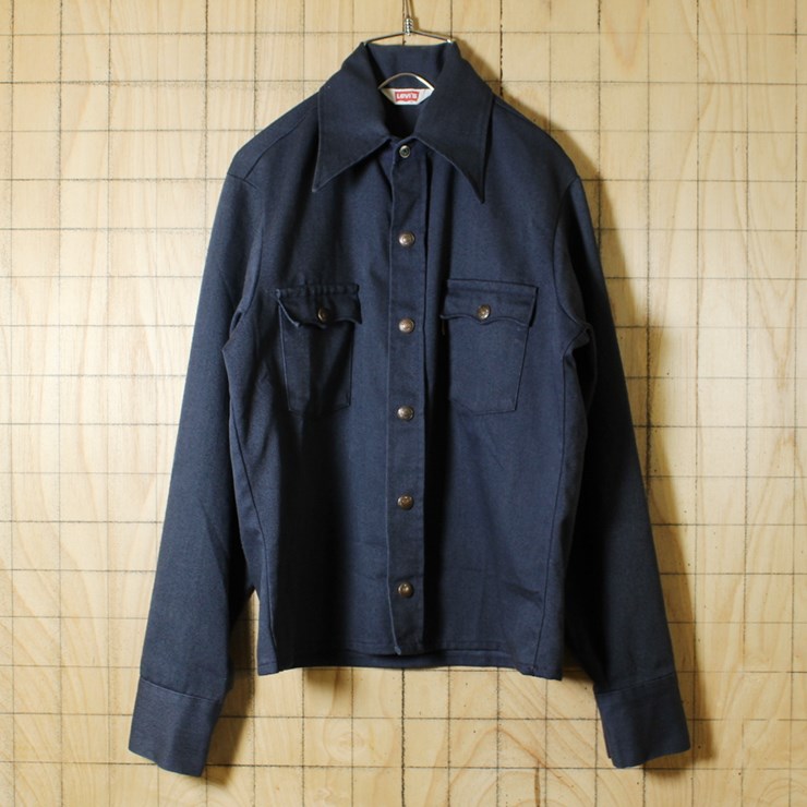 Levi's/70sビンテージ古着/ネイビー/BigEコットンシャツ/18/メンズXS