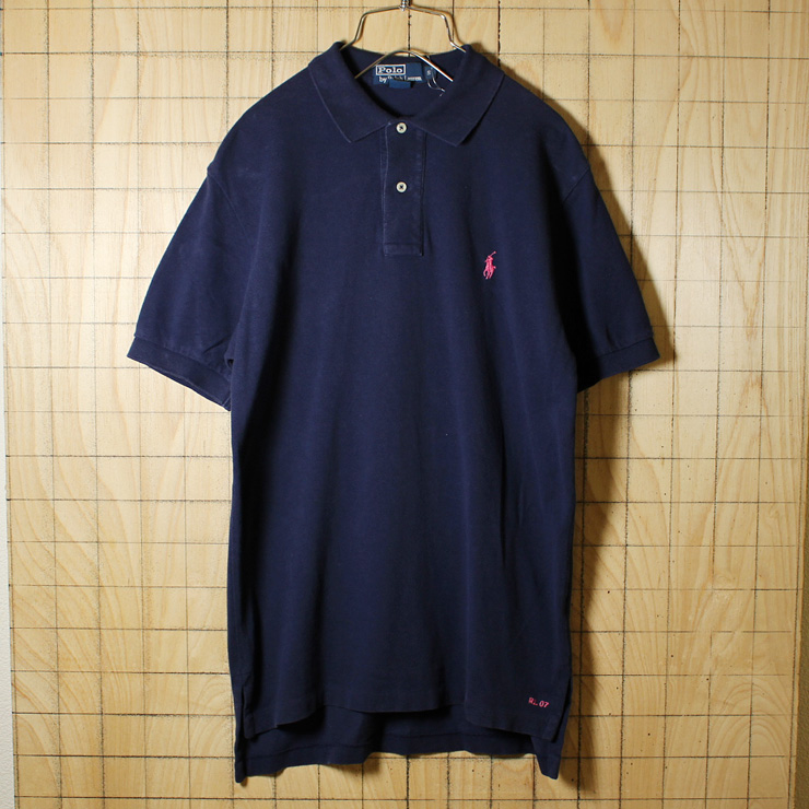 POLO by Ralph Lauren/古着/ネイビー/コットン100%鹿の子生地ワンポイントポロシャツ/メンズS