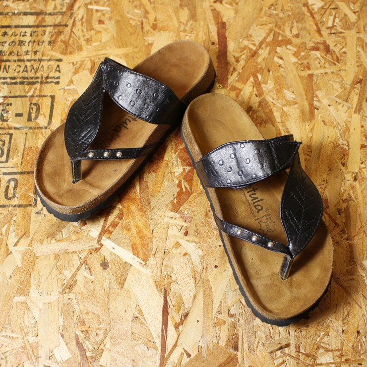 BIRKENSTOCK Betula ビルケンシュトック ベチュラ 古着 リーフ 葉っぱ ブラック メンズ サンダル 24.5cm