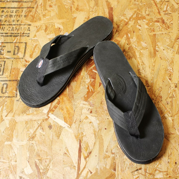 RAINBOW SANDALS レインボーサンダル プレミアレザー ブラック ダブルミッドソール レディースL 24.5-25.5cm ビーチサンダル sh-sa-118