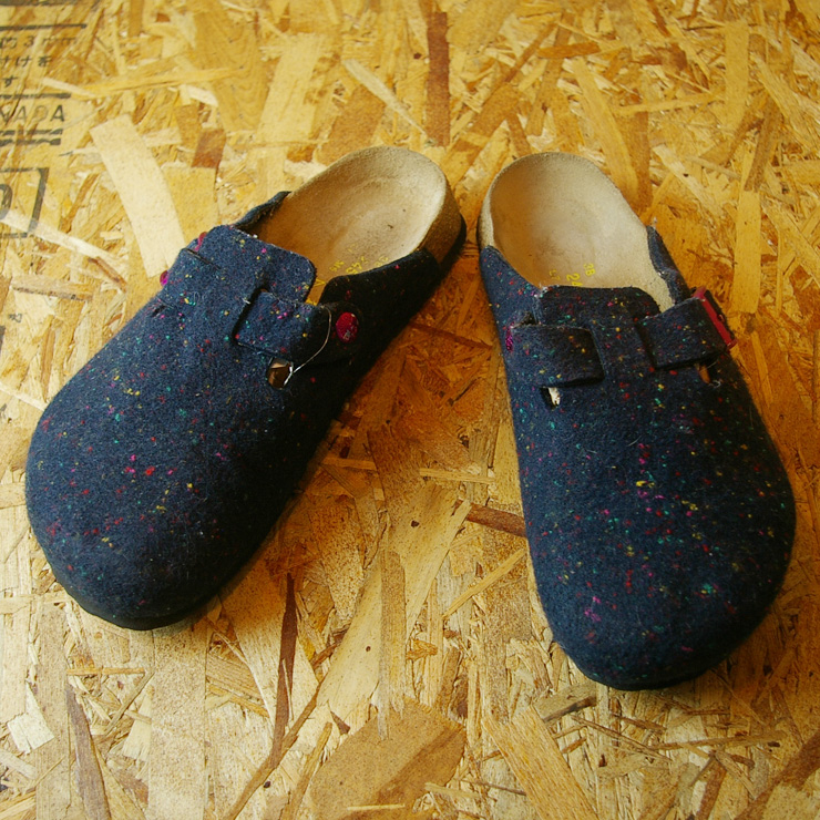 【BIRKENSTOCK Papillio】パピリオネイビーフェルトボストンタイプビルケンレディースサンダルsize24.5cm